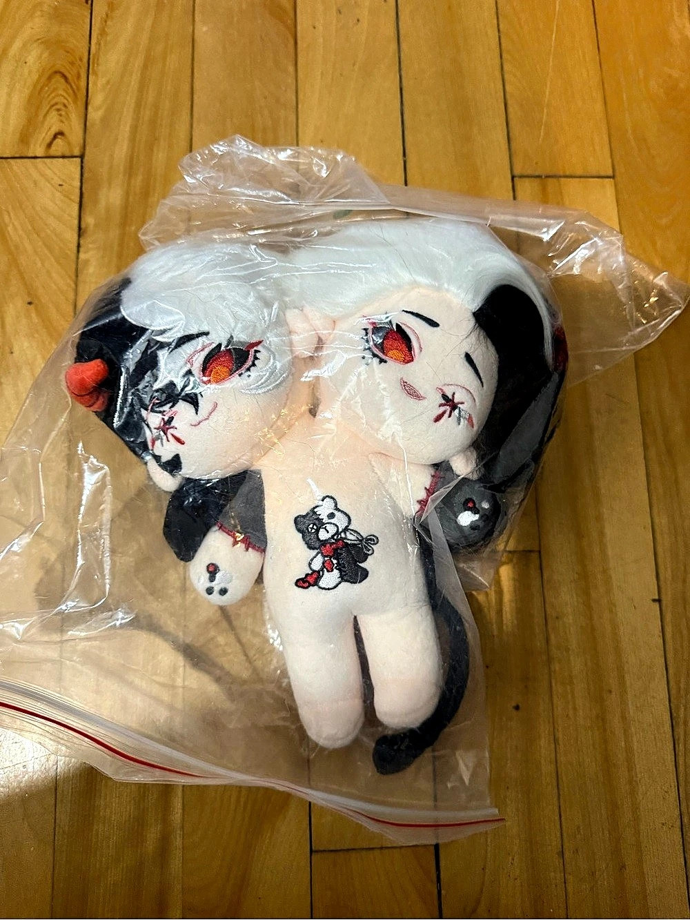 White & Black Plush Stuffed Animal Like New
